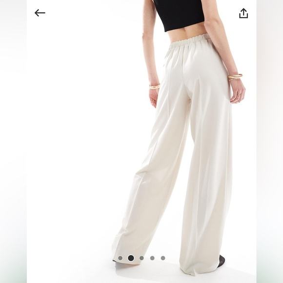 ASOS Cream Trousers Straight Leg Cotton Blend - Picture 2 of 7